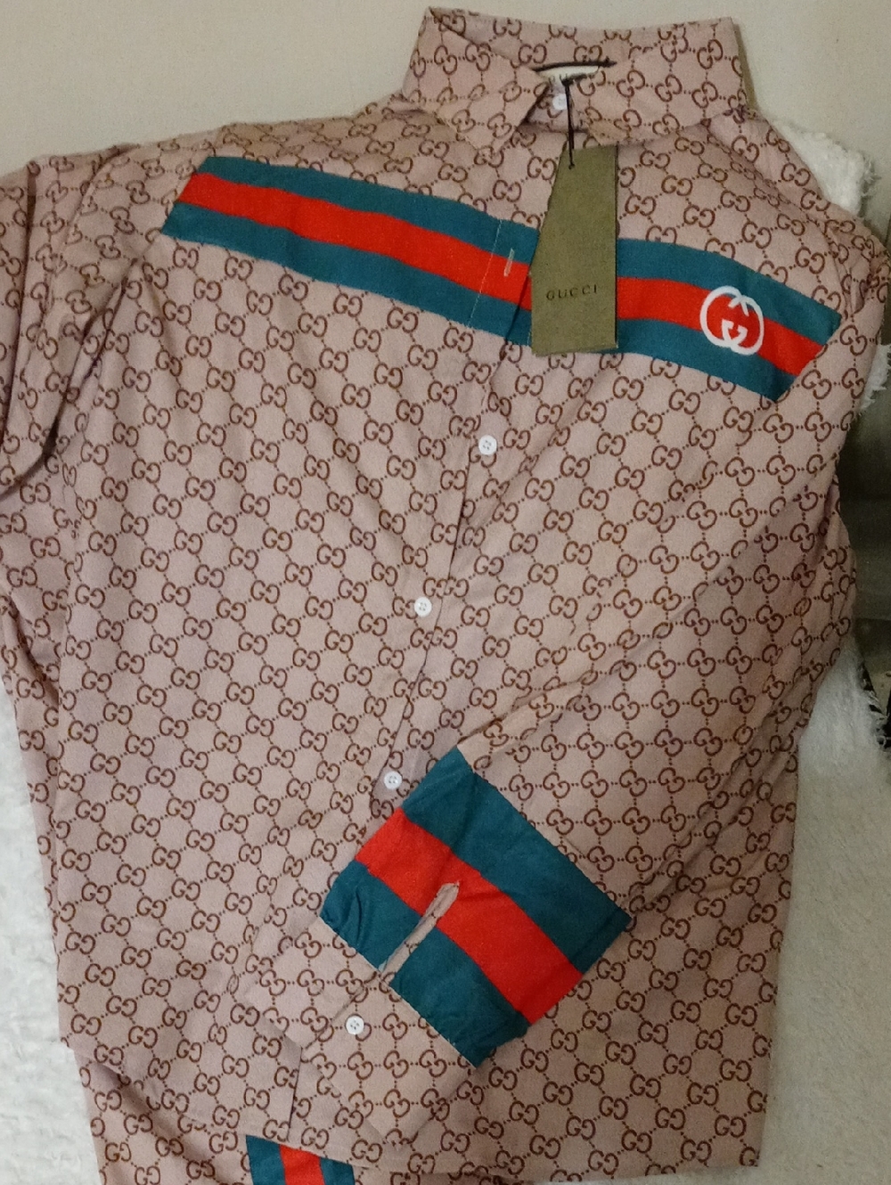 Designer-Inspired with Green-Red Stripe Large - Picture 2 of 7